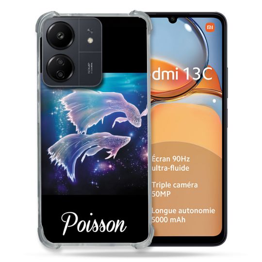 Coque Renforcé Pour Xiaomi Redmi 13C Signe Zodiaque 2 Poisson