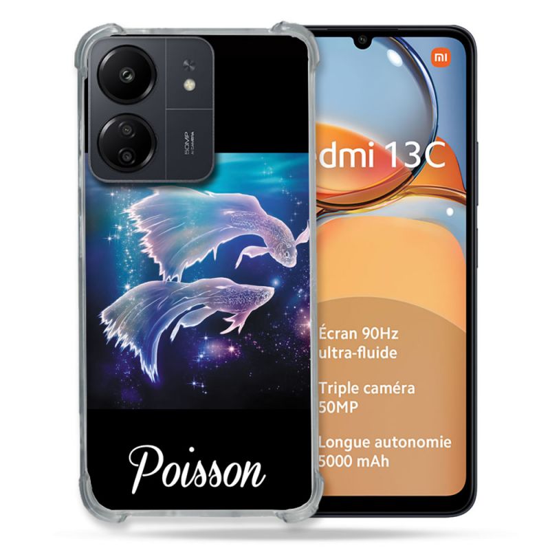 Coque Renforcé Pour Xiaomi Redmi 13C Signe Zodiaque 2 Poisson