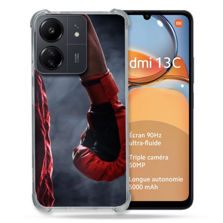 Coque Renforcé Pour Xiaomi Redmi 13C Sport Boxe Gant Rouge