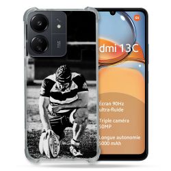 Coque Renforcé Pour Xiaomi Redmi 13C Sport Rugby Noir Blanc