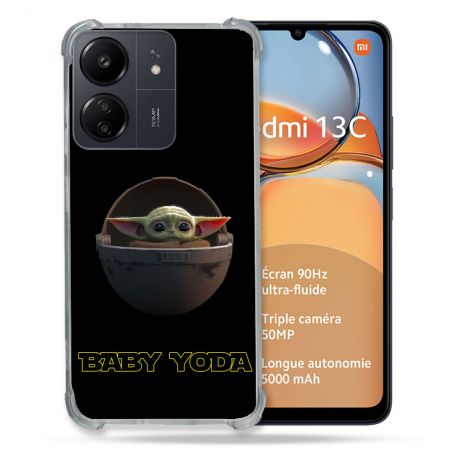 Coque Renforcé Pour Xiaomi Redmi 13C Star Wars - Yoda bebe noir