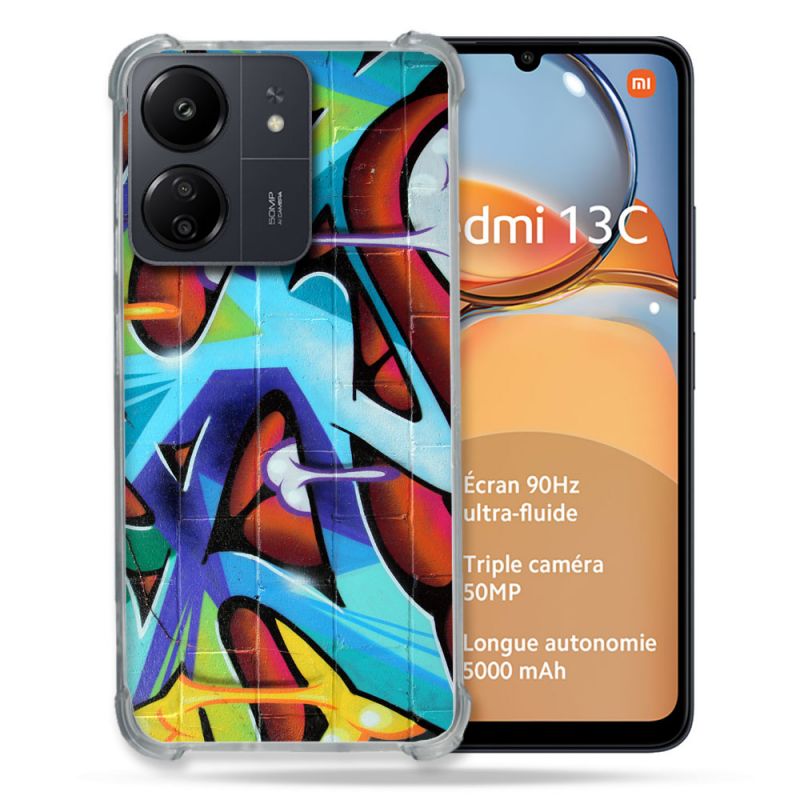 Coque Renforcé Pour Xiaomi Redmi 13C Street Art Graf Color