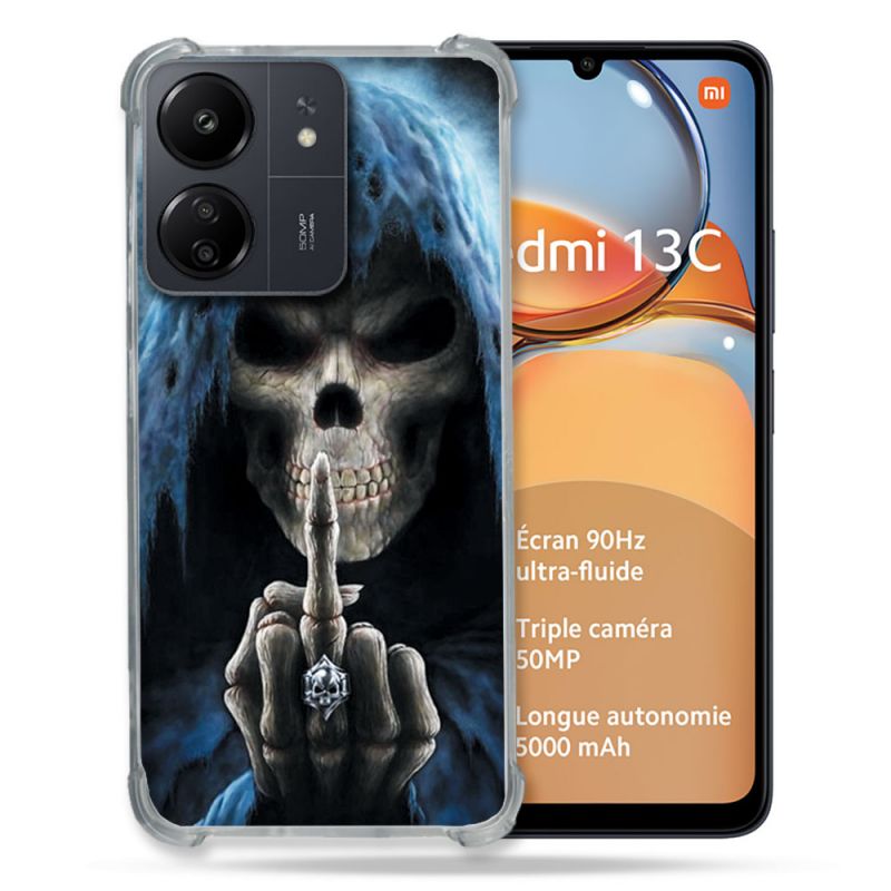 Coque Renforcé Pour Xiaomi Redmi 13C Tete de Mort Doigt