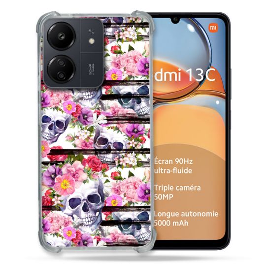 Coque Renforcé Pour Xiaomi Redmi 13C Tete de Mort Pattern