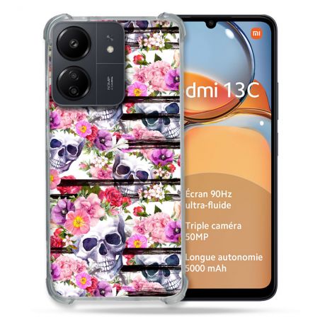 Coque Renforcé Pour Xiaomi Redmi 13C Tete de Mort Pattern