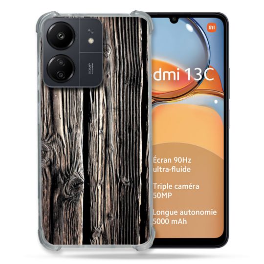 Coque Renforcé Pour Xiaomi Redmi 13C Texture Bois