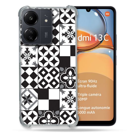 Coque Renforcé Pour Xiaomi Redmi 13C Texture Carreau Ciment Noir