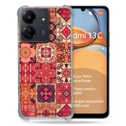 Coque Renforcé Pour Xiaomi Redmi 13C Texture Carreau Ciment Rouge