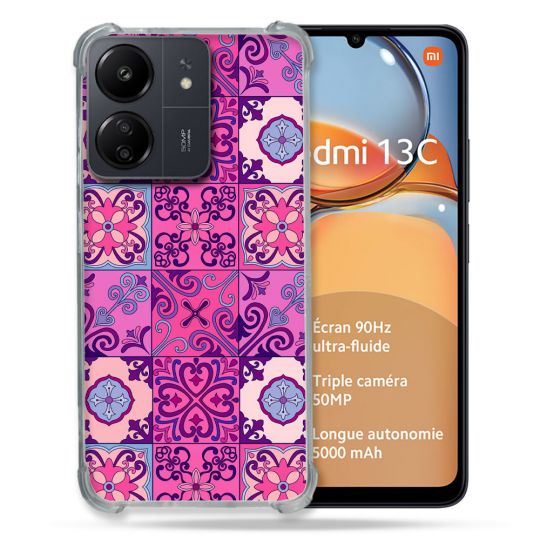 Coque Renforcé Pour Xiaomi Redmi 13C Texture Carreau Ciment Violet