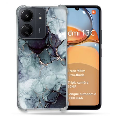 Coque Renforcé Pour Xiaomi Redmi 13C Texture Marbre Gris