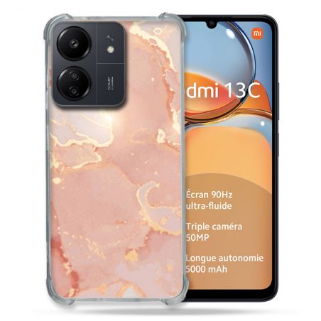 Coque Renforcé Pour Xiaomi Redmi 13C Texture Marbre Rose