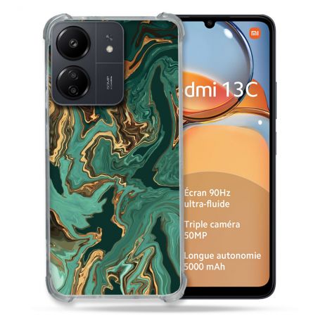 Coque Renforcé Pour Xiaomi Redmi 13C Texture Marbre Vert