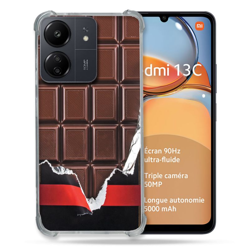 Coque Renforcé Pour Xiaomi Redmi 13C Texture Trompe Oeil Chocolat