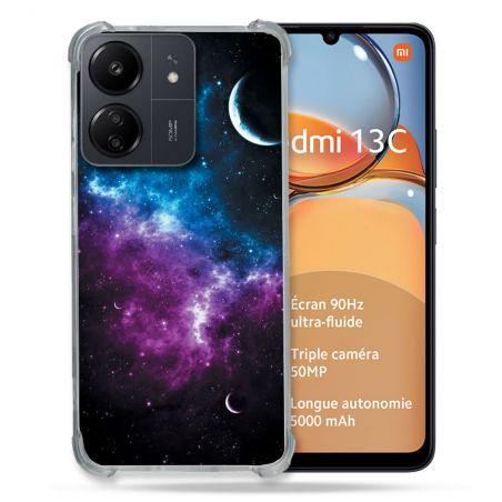 Coque Renforcé Pour Xiaomi Redmi 13C Univers Bleu Violet