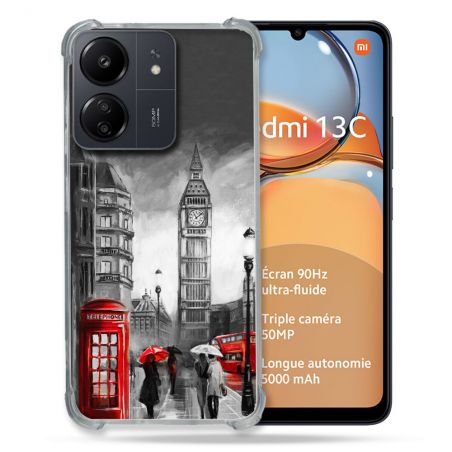 Coque Renforcé Pour Xiaomi Redmi 13C Voyage Angleterre Londres Vintage