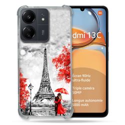 Coque Renforcé Pour Xiaomi Redmi 13C Voyage France Paris Rouge
