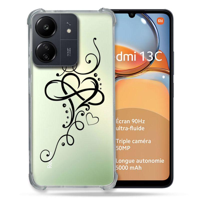 Coque Renforcé Transparente Pour Xiaomi Redmi 13C Cœur infini