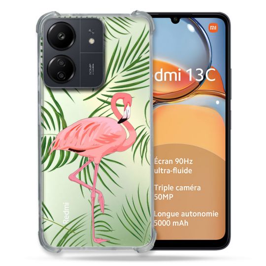 Coque Renforcé Transparente Pour Xiaomi Redmi 13C Flamant Rose