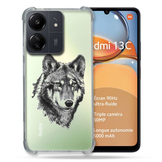 Coque Renforcé Transparente Pour Xiaomi Redmi 13C Loup