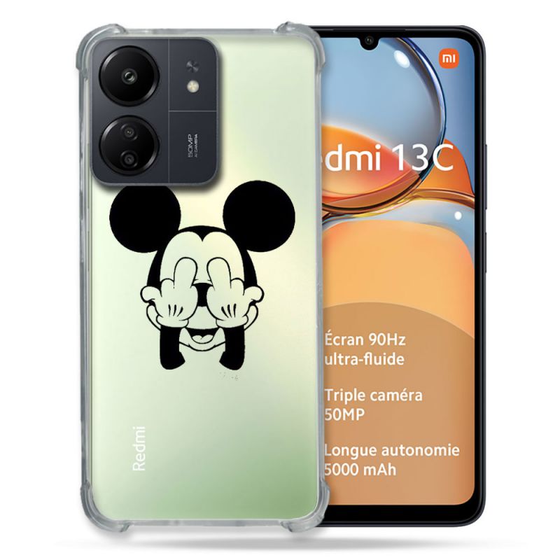 Coque Renforcé Transparente Pour Xiaomi Redmi 13C Mickey doigt