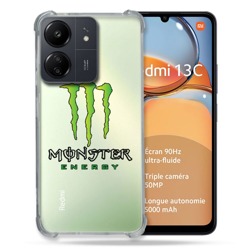 Coque Renforcé Transparente Pour Xiaomi Redmi 13C Monster Energy