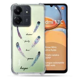 Coque Renforcé Transparente Pour Xiaomi Redmi 13C Plume Couleur