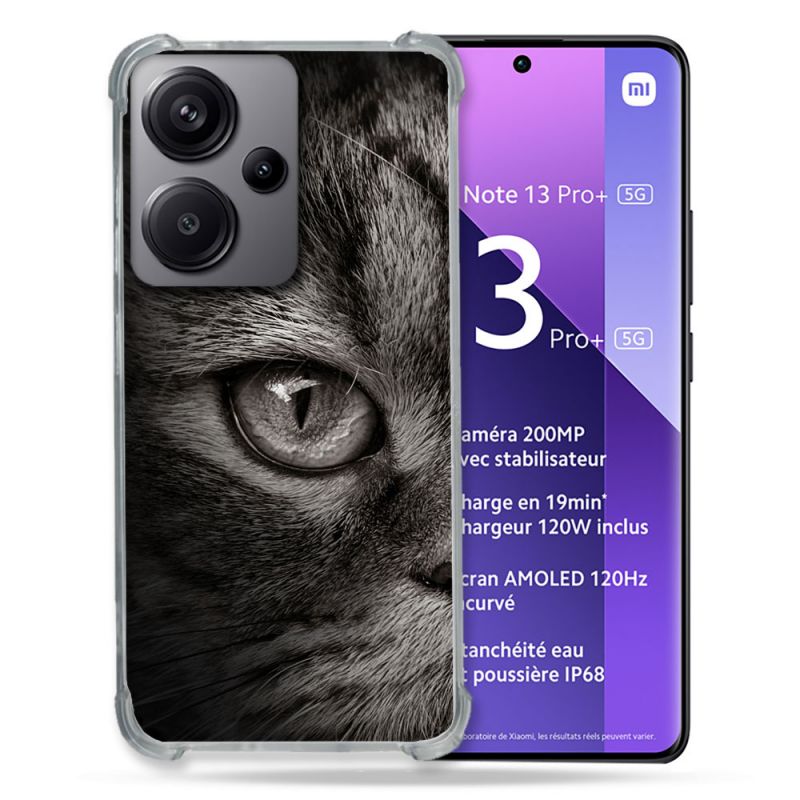 Coque Renforcé Pour Xiaomi Redmi Note 13 Pro Plus 5G Animal Chat Gris