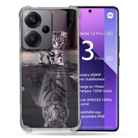 Coque Renforcé Pour Xiaomi Redmi Note 13 Pro Plus 5G Animal Chat Reflet