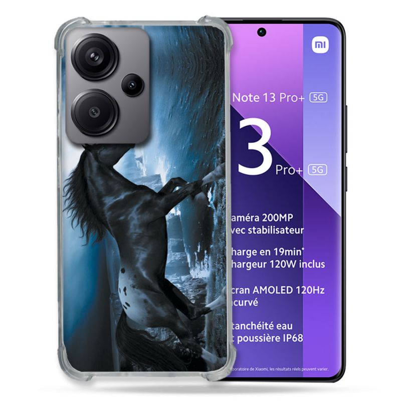 Coque Renforcé Pour Xiaomi Redmi Note 13 Pro Plus 5G Animal Cheval Noir