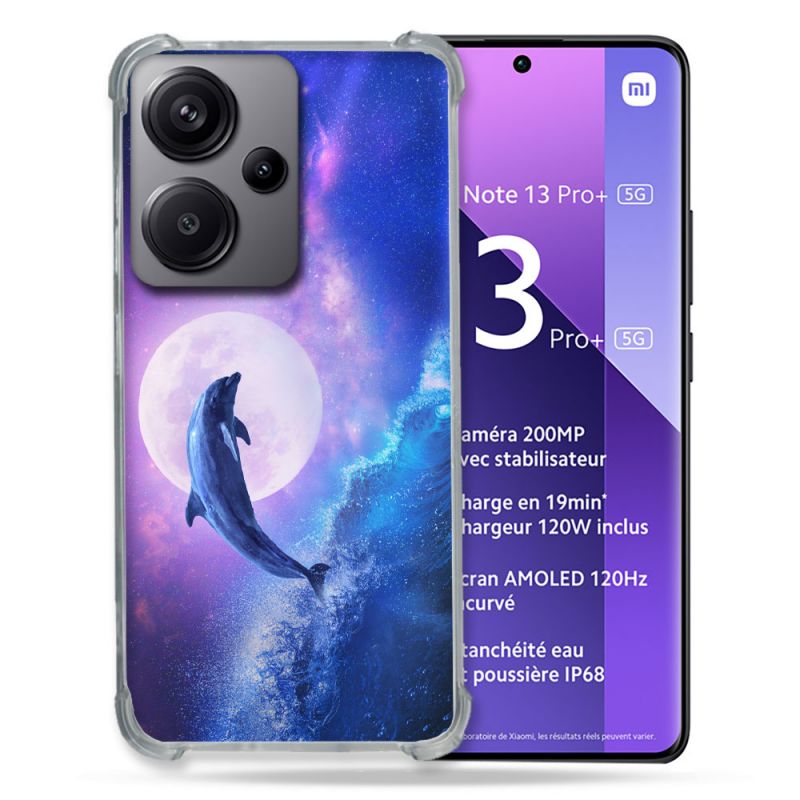 Coque Renforcé Pour Xiaomi Redmi Note 13 Pro Plus 5G Animal Dauphin Vague