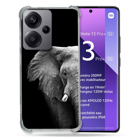 Coque Renforcé Pour Xiaomi Redmi Note 13 Pro Plus 5G Animal Elephant Noir