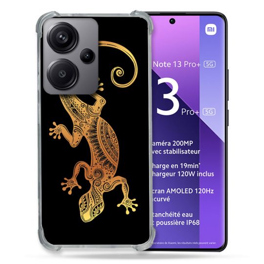 Coque Renforcé Pour Xiaomi Redmi Note 13 Pro Plus 5G Animal Lezard Noir
