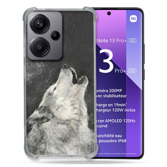 Coque Renforcé Pour Xiaomi Redmi Note 13 Pro Plus 5G Animal Loup Hurlement