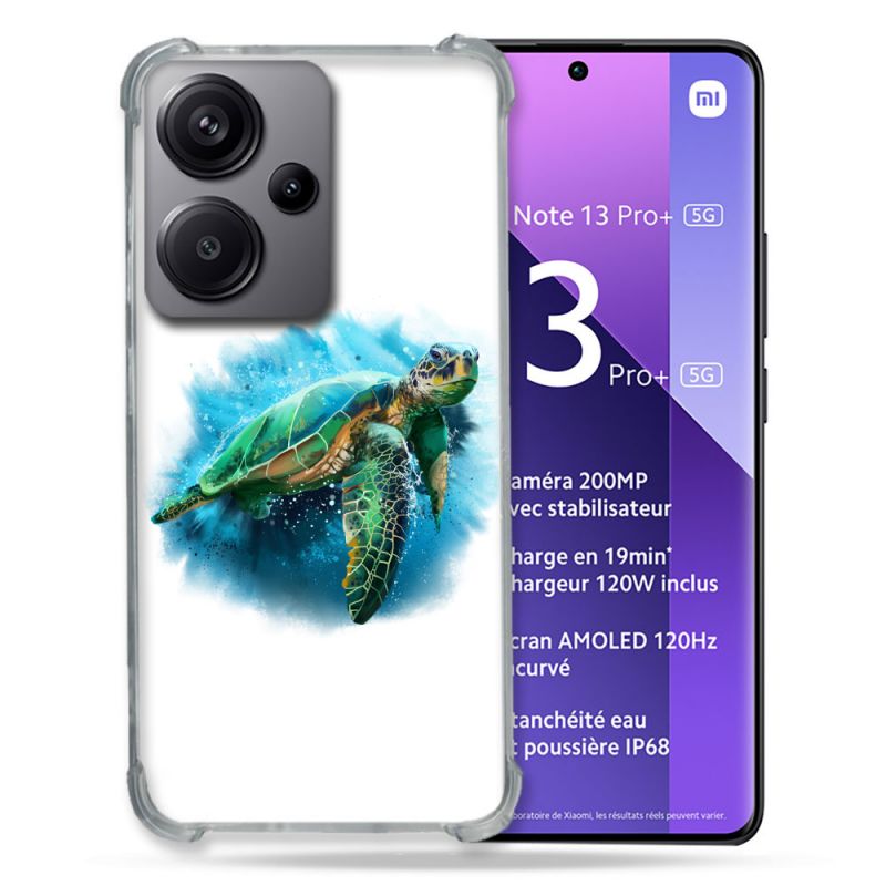 Coque Renforcé Pour Xiaomi Redmi Note 13 Pro Plus 5G Animal Tortue Blanche multicolore