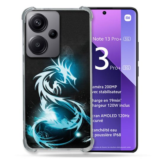 Coque Renforcé Pour Xiaomi Redmi Note 13 Pro Plus 5G Fantastique Dragon Bleu