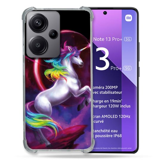 Coque Renforcé Pour Xiaomi Redmi Note 13 Pro Plus 5G Fantastique Licorne Arc en ciel