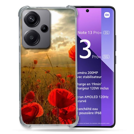 Coque Renforcé Pour Xiaomi Redmi Note 13 Pro Plus 5G Fleur Coquelicot