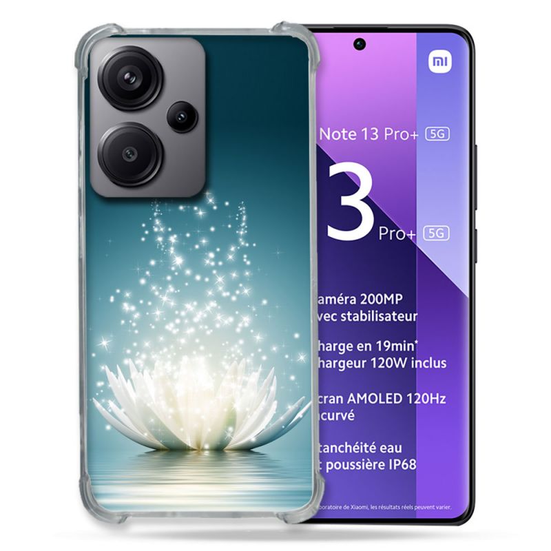 Coque Renforcé Pour Xiaomi Redmi Note 13 Pro Plus 5G Fleur Lotus Blanc