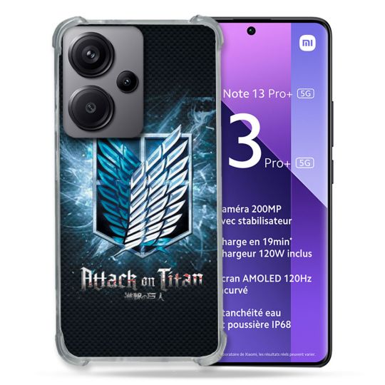 Coque Renforcé Pour Xiaomi Redmi Note 13 Pro Plus 5G Manga Attaque Titans Noir