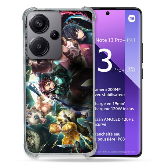 Coque Renforcé Pour Xiaomi Redmi Note 13 Pro Plus 5G Manga Demon Slayer Groupe