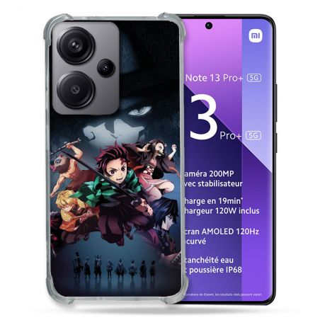Coque Renforcé Pour Xiaomi Redmi Note 13 Pro Plus 5G Manga Demon Slayer Noir