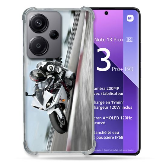 Coque Renforcé Pour Xiaomi Redmi Note 13 Pro Plus 5G Moto Course GP Blanche