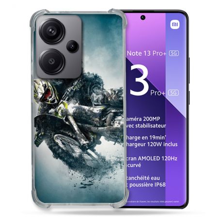 Coque Renforcé Pour Xiaomi Redmi Note 13 Pro Plus 5G Moto Cross Ombre