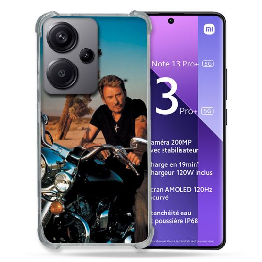 Coque Renforcé Pour Xiaomi Redmi Note 13 Pro Plus 5G Musique Johnny Hallyday Moto