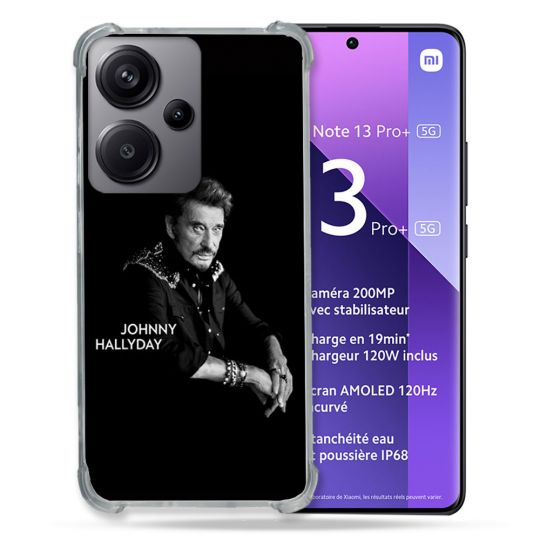 Coque Renforcé Pour Xiaomi Redmi Note 13 Pro Plus 5G Musique Johnny Hallyday Noir
