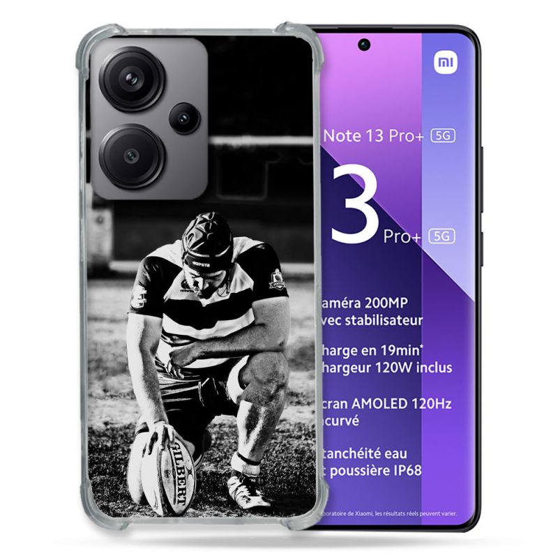 Coque Renforcée Pour Xiaomi Redmi Note 13 Pro Plus 5G Sport Rugby Noir Blanc