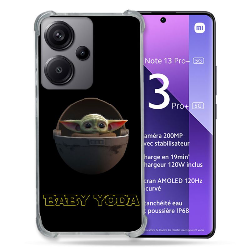 Coque Renforcé Pour Xiaomi Redmi Note 13 Pro Plus 5G Star Wars - Yoda bebe noir