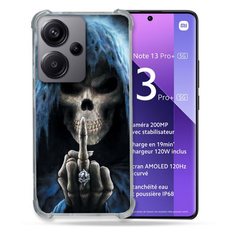 Coque Renforcée Pour Xiaomi Redmi Note 13 Pro Plus 5G Tete de Mort Doigt