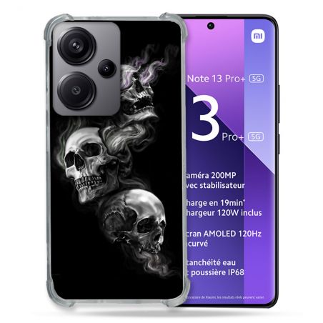 Coque Renforcée Pour Xiaomi Redmi Note 13 Pro Plus 5G Tete de Mort Triple