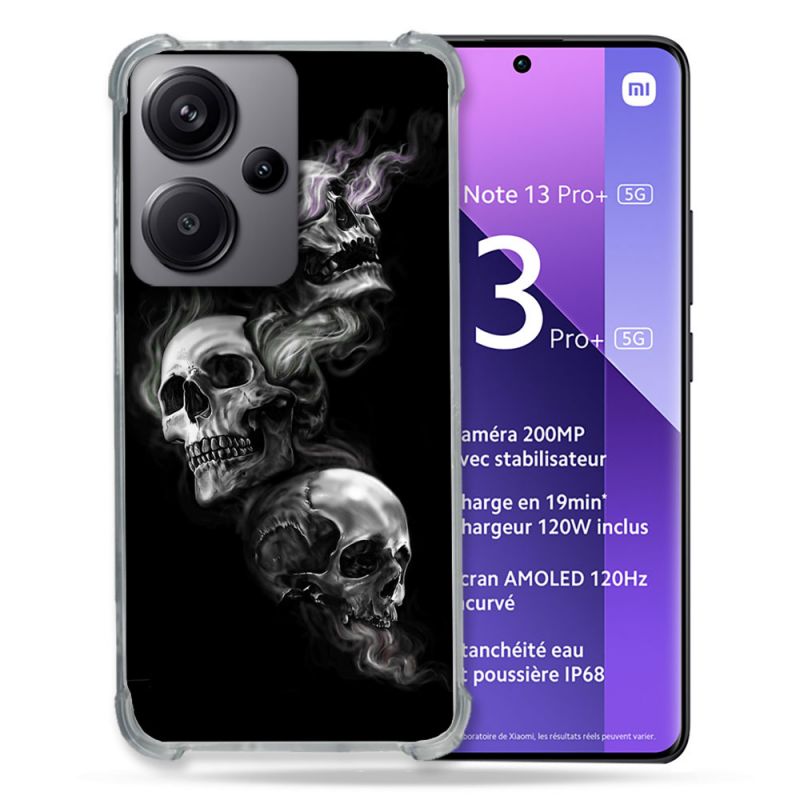 Coque Renforcée Pour Xiaomi Redmi Note 13 Pro Plus 5G Tete de Mort Triple
